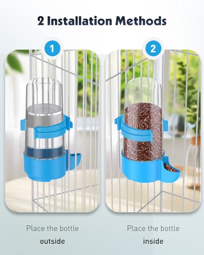 Pawfly Auto Bird Waterer, 2-Pack Cage Dispenser Feeder for Parrots, Hamsters - Small Bird Accessories for Cockatiel, Budgie, Lovebirds (White/Blue) - size: 2PCS