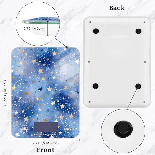 Food Scale Kitchen Scale Food Weight Scales Digital Weight Grams and Ounces Small Electronic Food Scale for Baking Cooking Blue Romantic Golden Stars - color: Blue Romantic Golden Stars