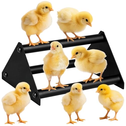 Makerfire Chicken Perch for Coop, Metal Roosting Bars for Chickens in Coop, Anti-Termite Chewing Baby Chick Perch Toys for Brooder, Training Perch Ladder for Large Bird, Parrot, Hens, Macaw (Small)