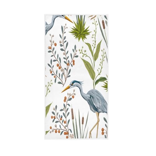 senya Heron Bird Swamp Plants Hand Towel Ultra Soft Luxury Towels for Bathroom 30"x15" - color: Multi 7