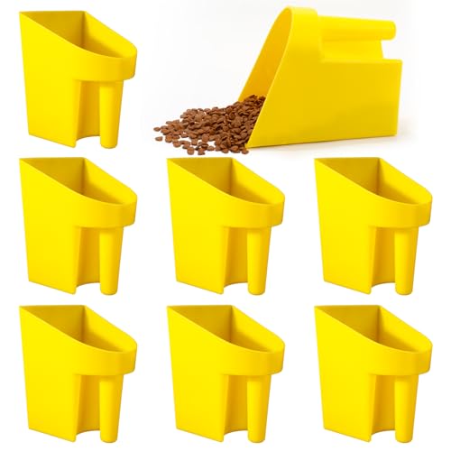 FillTouch 8 Pcs Feed Scoop 2 Qt Plastic Enclosed Heavy Duty Stackable Feed Scoop for Bird Horse Chicken Livestock Animal Ranchers Homesteaders Farmers(Yellow) - color: yellow