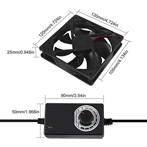 2PCS Blower Cooling Fan 120x25mm 110V 220V AC Powered Cooling Fan Dual-Ball Bearings 3 to 12V Speed Controller Fan for Receiver DVR Compatible with PlayStation Xbox Component