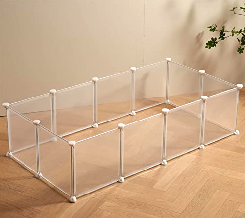 LURIVA Transparent Clear Small Animal Playpen, Guinea Pig Cages, Puppy Dog Playpen, Pet Playpen, Rabbit Bunny Indoor Fence Pen Enclosure, White Clear Plastic Playpen,12X12 Inch, 12Panels