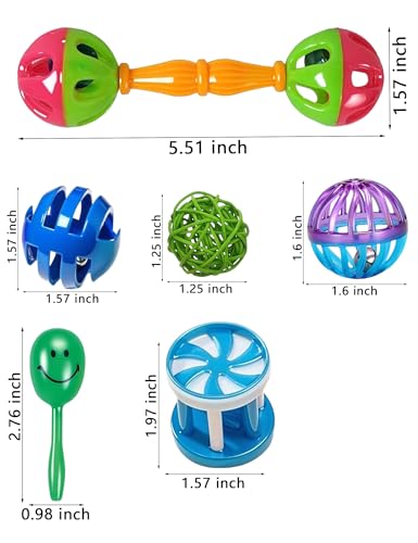 10-Pack Bird Toys – Colorful Fun | for Conures, Budgies, Parakeets and Small Birds, 1.5 in - 5.5 in - size: 1.5'' - 5.5''