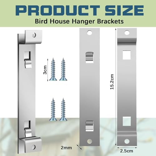 Blulu 2 Sets Bird House Hanger Bracket Stable Rust Proof Galvanized Steel Mounting Bracket for Securing Bird Houses Nesting Boxes Feeders, Quickly Remove for Cleaning (Silver) - color: Silver