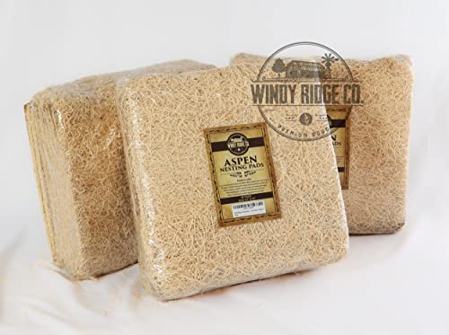 Natural Chicken Nesting Pads - 10 Pack - Aspen Excelsior Bedding Hen Nest Box Liners - USA Made - 13" x 13"