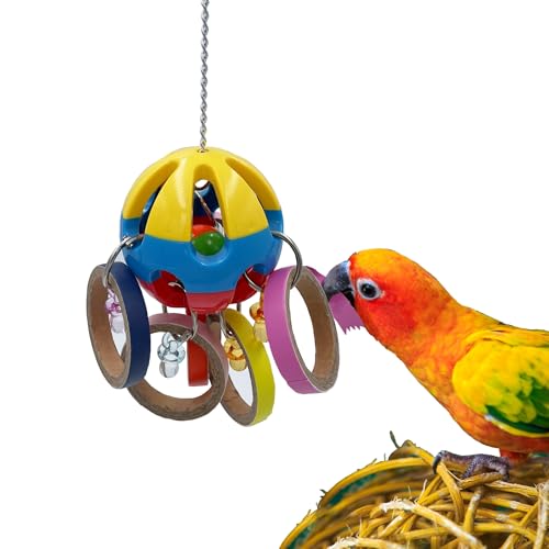 Bird Parrot Plastic Ball Toys with Colorful Cardboard Bagel and Acrylic Pacifiers for Parrot African Grey Cockatoo Cockatiel Sun Conures | Colorful Cardboard Bagel, Acrylic Pacifiers, For African Grey Monk Cockatiel Conures