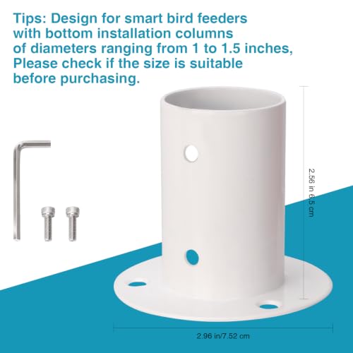 Bird Feeder Fence Pole Mount Adapter, Metal Fence Post Base for Smart Bird Feeders, Durable Weather‑Resistant Bird Feeder Mounting Bracket, Excluding the Installation Screws