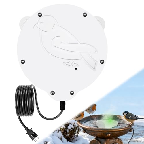 Bird Bath Heater, Upgraded 100W De-Icer Submersible Bird Bath Heaters for Outdoors in Winter, Chicken Water Heater for Winter, Thermostatic Control w/LED Indicator, 5.9 Ft Cord (White-1Pack) - color: White-1Pack