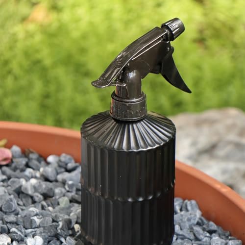 Glass Spray Bottle, Pressure Watering Can, Indoor Plant Mister, Adjustable Nozzle Watering Glass 0.45L/15.22oz Spray Bottle for Garden Plants Cleaning Solutions (Black) - color: Black