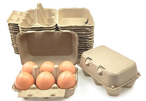 Azatemgo Half Dozen Egg Cartons 40 Pack Pulp Fiber - 6 Count Tray, Solid Reusable Eggs Containers