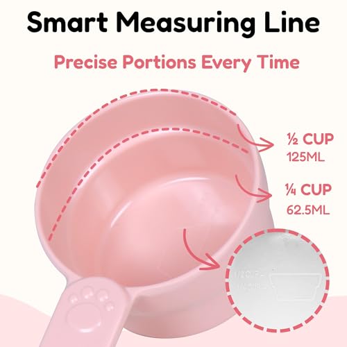 1/2 Cup Dog Food Scoop, Extra Long Handle Sturdy Melamine Pet Food Measuring Scoop with Clear Marking Lines, BPA-Free, Shatterproof, Dishwasher Safe (Pink, 1/2 Cup) - color: Pink, size: 1/2 Cup