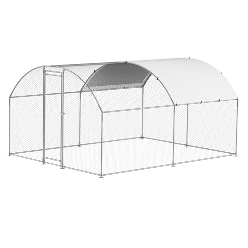 VEVOR Large Metal Chicken Coop with Run, 13.1 x 9.8 x 6.5 ft Walkin Chicken Coop for Yard with Waterproof Cover, Dome Roof Large Poultry Cage for Hen House, Duck Coop and Rabbit Run - size: 157.5"L x 118.1"W x 78.7"H