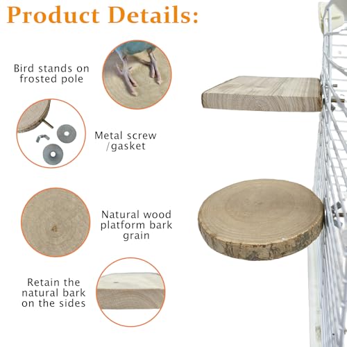 Hamiledyi Wood Bird Perch 4 Pcs Natural Bird perches Wooden Stand Platform or Budgie Conure Parrot Parakeet Cockatiel Lovebird - size: 3.9x2+6.1x2in