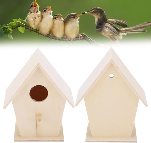 Wooden Bird House, DIY Bird Feeder Houses Unfinished Birdhouse Decorative for Decorations Indoors Gardens(Single layer No. 3)