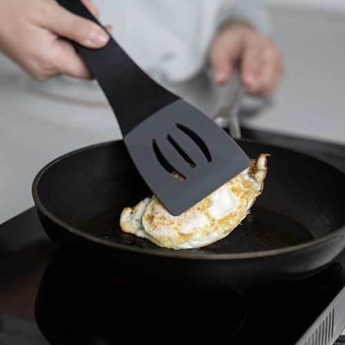 Fox Run 3-In-1 Black Nylon Spatula, Tongs, and Turner, Safe For Non-Stick Pans, 14" - size: 14” x 3” x 3.5”