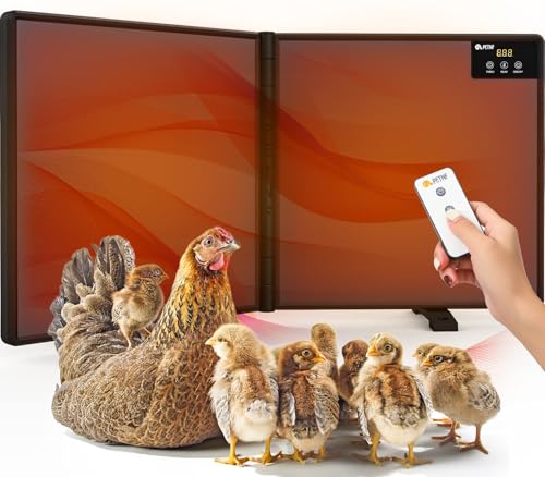 Chicken Coop Heater Inside Coop with Remote Control, 180W Foldable Radiant Heaters, 30''x12'' Large Heating Panel Warmer for Cozy Winter with Adjustable Timer and Temp, Safer Than Brooder Heat Lamp - color: Dark Black 2G-Controller