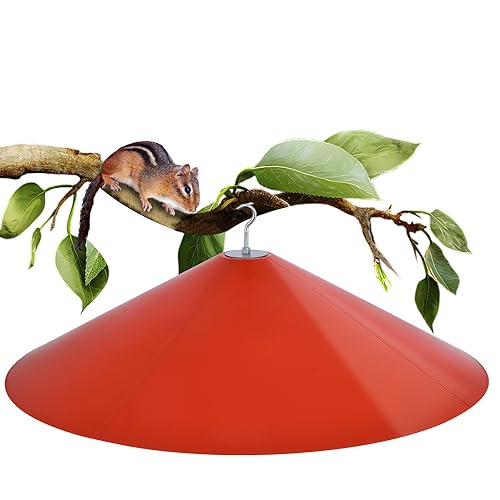 24-inch Large Squirrel Baffles for Bird Feeders Pole | Squirrel Proof Bird Feeders for Outdoor Hanging, Bird House Guard for Shepherd’s Hook, Two Way Use, Red Color - color: Red