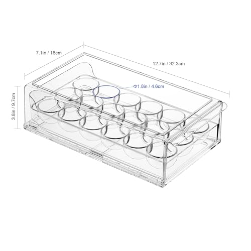 Egg Container for Refrigerator BPA Free Refrigerator Organizer Bins,Stackable Egg Holder for Refrigerator,18 Egg Tray,Clear - size: 18 Egg Holder