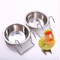 QBLEEV Stainless Steel Birdcage Feeder Bowls for Hamster Cage, 150ml, 5 oz | Stainless steel birdcage bowls feeding perches play stand with clamp, parrot pet animal hamster cage, easy to install - color: 2 Pack