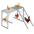 Chicken Perch Swing, Chicken Roosting Bars with Ladder for Coop, Metal Pet Swing Set for Pet's Healthy & Happy for 8-10 Chick, Grey