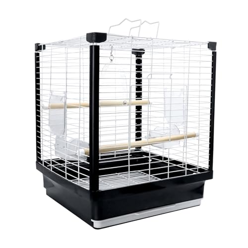 17.5 Inch Small Bird Cage & Travel Carrier – Portable Parrot Cage for Home, Outing, Pet Clinic or Temporary Placement, Suitable for Small Medium Birds Like Parakeets Conures Lovebirds Cockatiels
