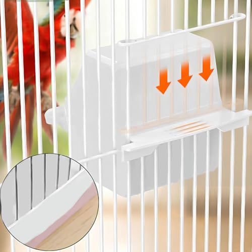 2 Pack Bird Feeding and Clear Water Bowl,Bird Cage Feeder with Bracket,Anti Spill and Leak Proof Bird Food Box