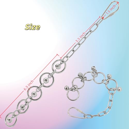 Fosrion Stainless Steel Parrot Chew Toy with Bell, 10.6" Durable Metal Bird Toy for Macaws, Cockatiels, Budgies - Cage Hanging Chew Chain (Coiled Chain with Single Bell) - color: Coiled Chain with Single Bell