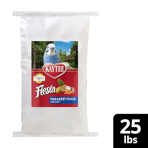 Kaytee Fiesta Parakeet Bird Food, Nutritious and Fun Blend, Supports Skin, Feather, Digestion, Brain and Heart Health, Bird Seed Mix, 25 Pounds - size: 25 Pound (Pack of 1)