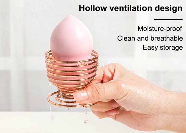 AKOAK 1 Pack Gold/Rose Gold Round Puff Storage Rack, Makeup Egg Drying Rack, Makeup Gourd Puff Sponge Display Beauty Tools - color: Rose gold