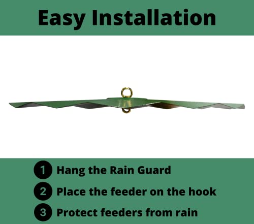 Metal Rain/Weather Guard - Perfect for Outdoor Bird Feeders, Seed Cylinders, Hummingbird Feeders, Cylinder Feeders and More Against Water, Sun, and Overhead Messes Rust Proof, - color: Green, size: 22.5 Inches