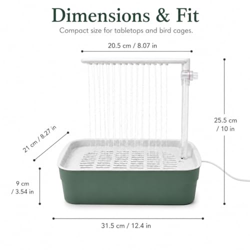Parrot Bathtub Indoor Automatic Bath Shower,Bird Bath with Pump(Big Green) | Bathtub with Running Water,Large Bird Shower Fountain,for Birds African Grey Amazon Conure Parakeet Cockatiel - color: Green