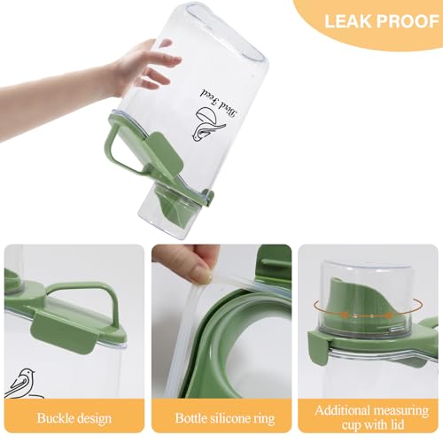 Bird Seed Storage Container Portable-3 Qt/2.8 L Clear Plastic Airtight Wild bird Seed Dispenser food with Measuring Cup|BPA Free-Green - color: Green