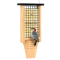 Gbekery Wooden Suet Bird Feeder for Outside Hanging, Large Woodpecker Suet Feeder with Tail Prop, Double Suet Cakes Hanging Bird Feeder for Wild Birds, 1 Pack, Black - color: Black Double Capacity