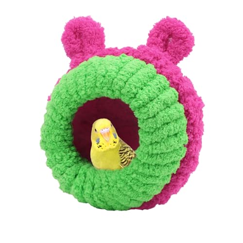 Wontee Bird Nest Bed Breeding House Winter Warm Snuggle Hut for Budgies Parakeets Cockatiels Lovebirds Canaries (Rose) - color: Rose