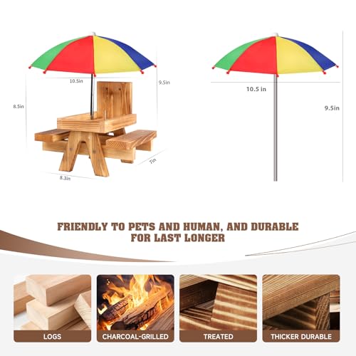 Gnodary Squirrel Feeder with Umbrella, Squirrel Feeders for Outside, Squirrel Picnic Table Feeder - Chipmunk Feeder Hold Corn, Corn Cob, Peanuts (Multiple Color 1) - color: Multi Color 1