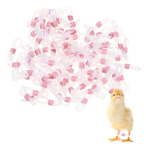 M METERXITY 100-Pack Adjustable Chick Leg Bands, 0.79" x 0.2" Silicone Chicken Leg Brace for Chicks/Ducks/Birds [Pink] Poultry Leg Bands - color: Pink