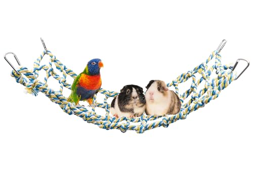 Colorful Bird Rope Net, Rat Climbing Ladder Bridge Toy, Hanging Pet Hammock, Cage Accessories for Small Animals Hamster Parakeets Cockatiels Guinea Pig Chinchilla Ferret - 20 × 7.5 Inch - size: 20 ×7.5 Inch