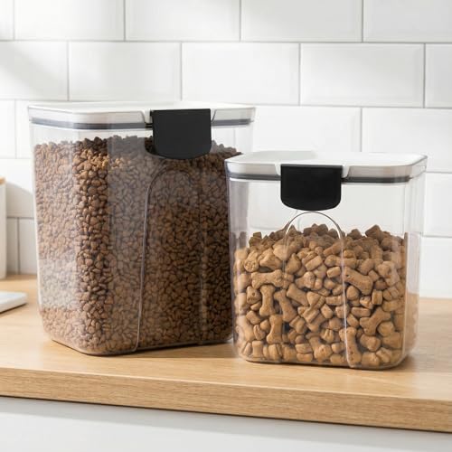 Dog Food Storage Container,4.9/2.9Qt Airtight Pet Food Storage Containers with Scoop, Plastic Cat Food Container with a Stickers & Pen,Dog Treat Container for Dog & Cat Treats,Bird Seed,BPA Free