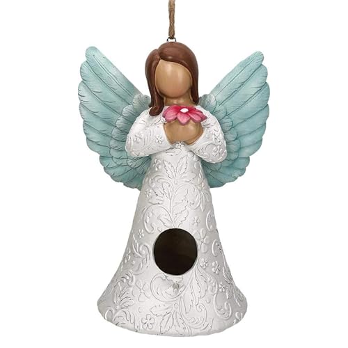 Spoontiques - Birdhouse - Garden Décor - Decorative Bird House for Yard and Garden Decoration - Hanging Novelty for Outdoor Patio - Angel Birdhouse