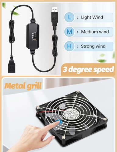 140mm USB Computer Fan with Speed Controller 5V PC Cooler | 14025 Computer Case Fan with 3 Speed Degree for DVR Receiver PlayStation Xbox AV Cabinet Game Console - style: 140mm x1
