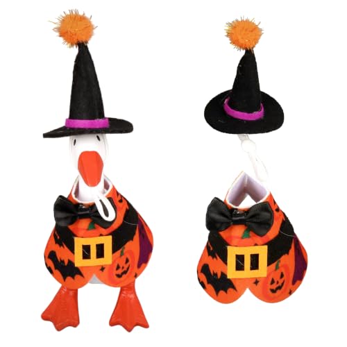 7In Halloween Witch Desk Goose Outfits Cute Desktop Geese accessories | Halloween Costumes with Black Hat Bow Tie Mini Halloween Desk Goose Clothes for Magnetic Goose Statue Decor Holiday Gifts