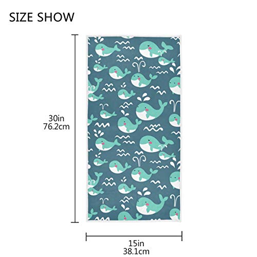 Funny Whales Hand Towel Ultra Soft Luxury Towels for Bathroom 30"x15" - color: Multi 6