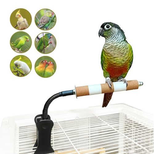 Adjustable Bird Perch Stand with Clip,Portable Parrot Stand, Bendable Bird Training Perch for Cockatiels, Conures, Lovebirds and Medium