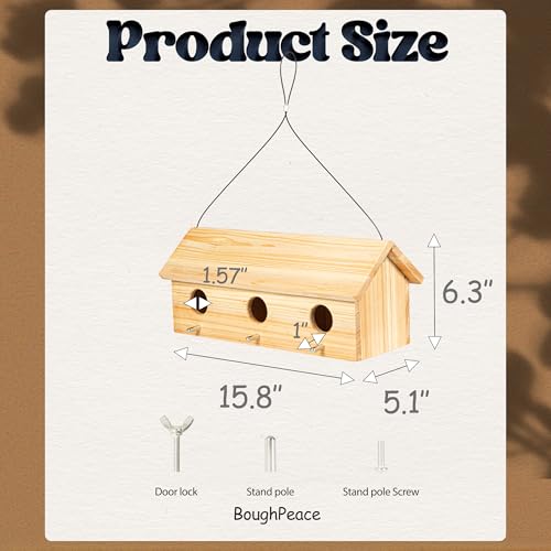 Wooden Bird Houses for Outside Birdhouses Nest Bluebird House for Cardinals Finch Wren Swallow for Garden Viewing 7 - size: 15.8inch × 6.3inch × 5.1inch
