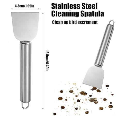 5 Pcs Bird Cage Cleaner Set,Stainless Steel Poop Remover Bird Cage Accessories,Bird Cages Cleaning Brush & Scraper,Cleaning fork & shovel,Mini Dustpan and Broom Set,for Small Animal Cages Clean