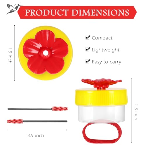 Handheld Hummingbird Feeders with Cleaning Brush, 2-Pack, Mini Hand Feeder | Mini Flower Hand Held Hummingbird Feeder Ring for Window Outdoor Wild Perch Feeding, Plastic Hummingbird Feeders
