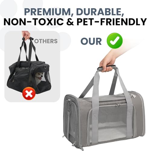 Soft-Sided Cat Carrier 20x13x13 in Expandable Travel Pet Bag 22LBS | For Cats and Small Dogs with Anti-Scratch Mesh Washable Mat Collapsible Escape-Proof Airline Approved with Shoulder Strap - color: Gray, size: 13.4"L x 13.4"W x 20.1"H