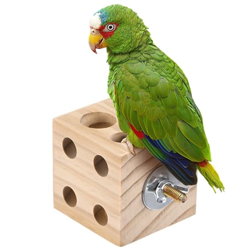 M METERXITY Bird Chew Play Thing, 2x2x2 in Pine Wood Parrot Bird Perch Stand Teeth Chew Bite Games for Parrots/Cockatiels/Parakeets - size: 2x2x2 in