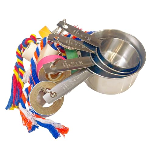 Durable Stainless Steel Pot Bagel Bird Toys for Parrots Cardboard Fatty Bagel Chewing Foraging Shredding for Medium and Large Parrot Amazons Macaws African Greys Cockatoos Eclectus Guaker Chicken